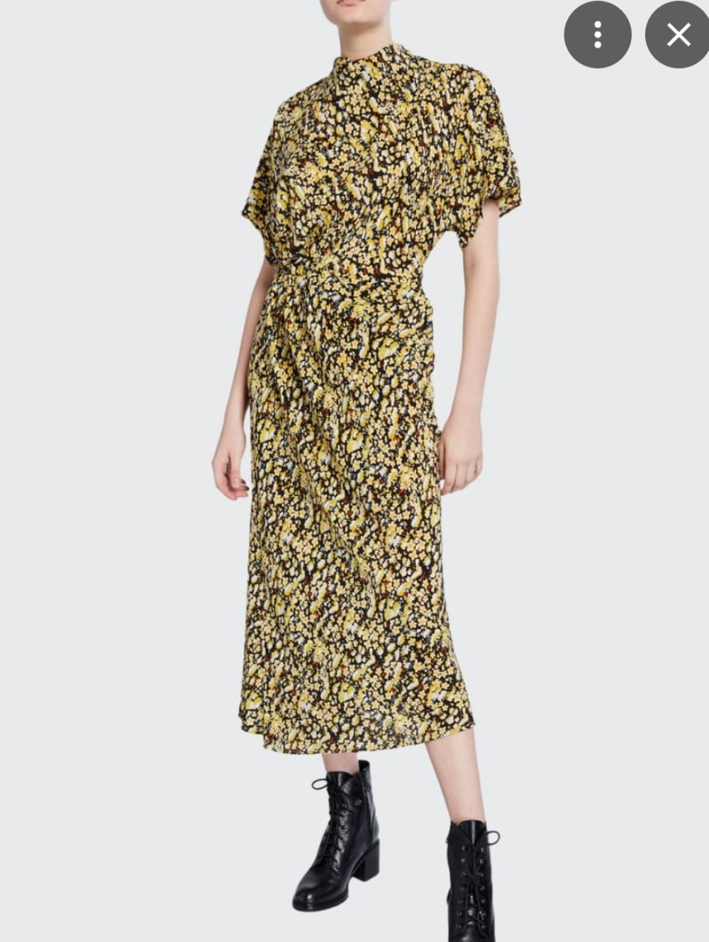 Stine Goya Rhode Floral-Print Mock-Neck Dress Silk Small